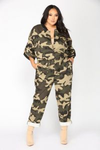 Plus Size Camouflage Jumpsuit For Women