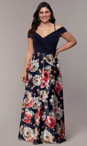 Plus Size Floral Print Prom Dresses