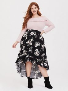 Plus Size Floral Print Skirts