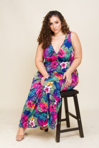 Plus Size Hawaiian Print Maxi Dress