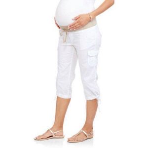 Plus Size Maternity White Capris