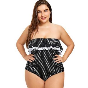 Plus Size Polka Dot One-Piece Swimwear