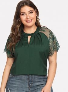 Plus Size Short Sleeve Lace Tops
