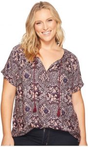 Plus Size Short Sleeve Peasant Tops