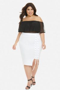 Plus Size White Pencil Skirt