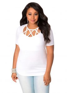 Plus Size White Short Sleeve Top