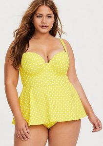 Plus Size Yellow Polka Dot Swimsuit