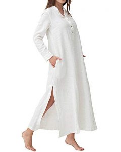 White Linen Maxi Dress Plus Size