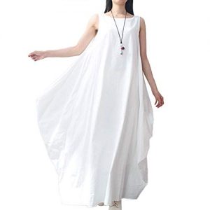 White Linen Plus Size Maxi Dress