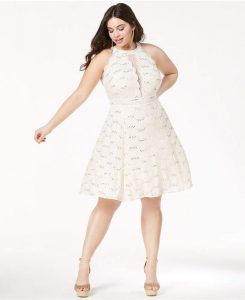 White Plus Size Fit And Flare Cocktail Dress