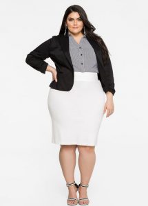 Women's Plus Size White Pencil Skirt