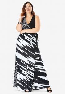 Black & White Wrap Maxi Dress