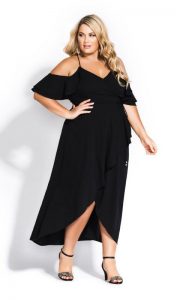 Black Wrap Maxi Dress Plus Size