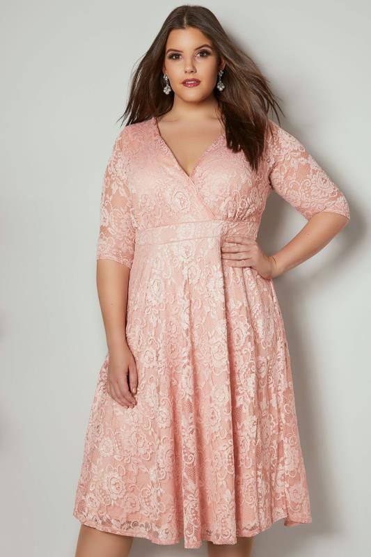 Pink Floral Wrap Dress Plus Size