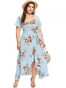 Plus Size Blue Floral Dresses