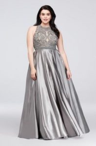 Plus Size Bridesmaid Dress Silver