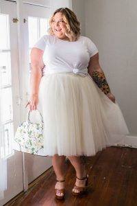 Plus Size Off White Tulle Skirt