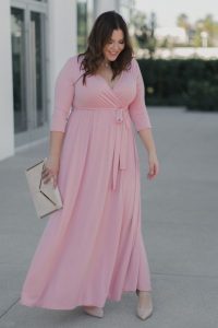 Plus Size Pink Wrap Maxi Dress
