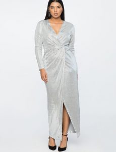 Plus Size Sequin Wrap Gown