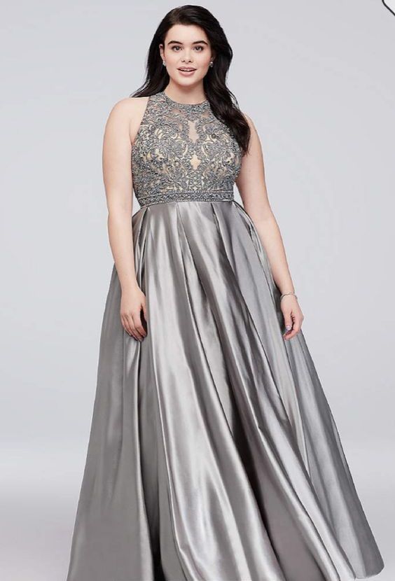 Silver Plus Size Formal Dresses and Gowns for Curvy Women – Attire Plus ...