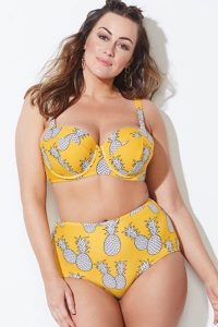 Plus Size Yellow Floral Printed Swimsuit
