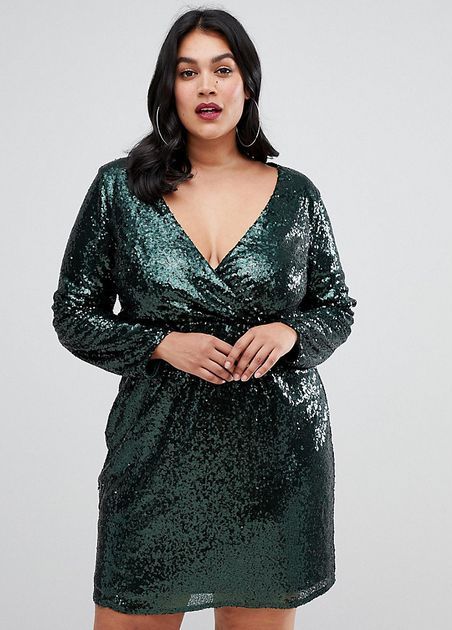 Gorgeous Plus Size Sequin Wrap Dresss – Attire Plus Size