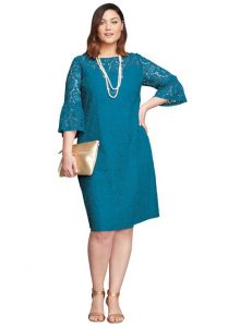 Plus Sized Shift Dress With Sleeves