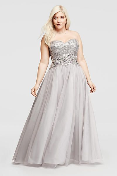 Silver Plus Size Formal Dresses and Gowns for Curvy Women – Attire Plus ...