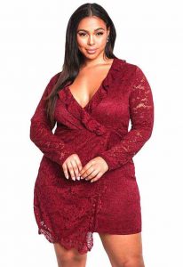 Red Lace Wrap Dress