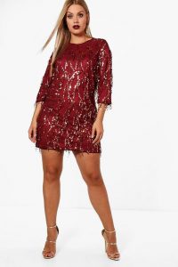 Red Sequin Shift Dresses