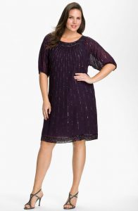 Sequin Shift Dress With Sleeves