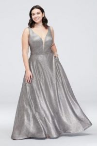 Silver Plus Size Bridesmaid Dress For Women