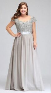 Silver Plus Size Prom Dress