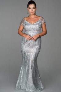 Silver Plus Size Prom Dresses