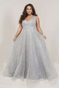 Silver Plus Size Prom Gowns