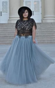 Silver Plus Size Tulle Skirt