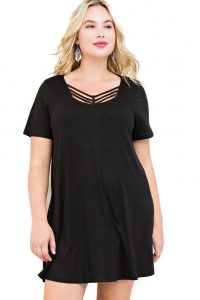 Strappy Black T-shirt Dress