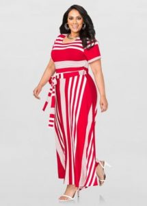 Striped Plus Size T-shirt Maxi Dress
