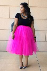 Tea Length Pink Tulle Skirt