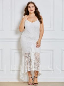 White Lace Plus Size Maxi Dress