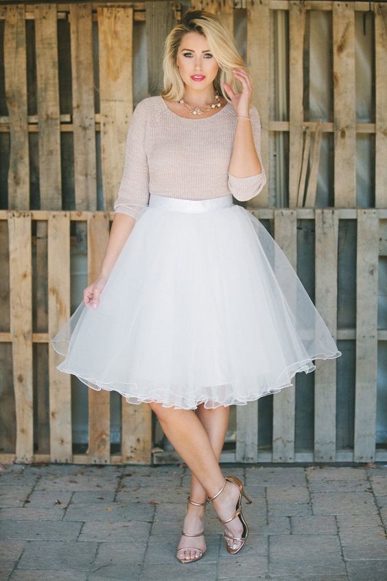 Plus Size White Tulle Skirts For Women Attire Plus Size