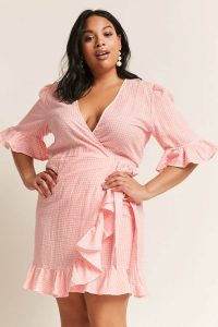 Women's Pink Wrap Dress Plus Size