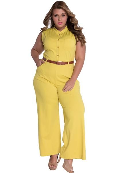Plus Size Yellow Jumpsuit – Attire Plus Size