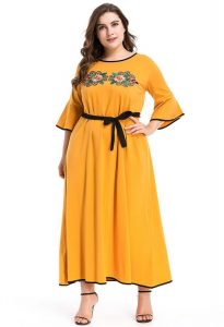 Women's Plus Size Yellow Maxi Dress