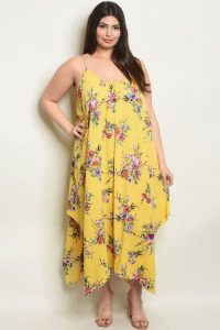 Yellow Floral Maxi Dress Plus Size