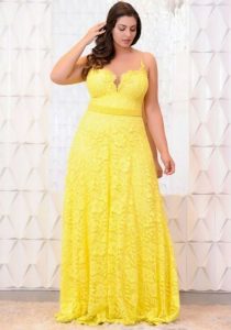 Yellow Lace Maxi Dress Plus Size