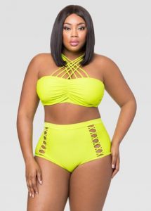 Yellow Plus Size Swimsuit For Women