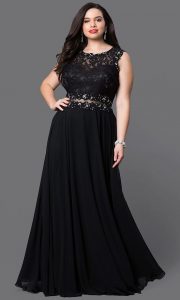 Black Plus Size Empire Waist Formal Dress