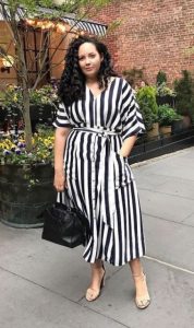 Black and White Striped Midi Dress