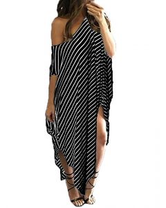 Black and White Striped Plus Size Dress